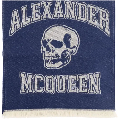 Wool scarf with logo , male, Sizes: ONE SIZE - alexander mcqueen - Modalova