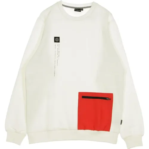 Pocket Crewneck Sweatshirt Weiß/Rot , Herren, Größe: XL - Dolly Noire - Modalova