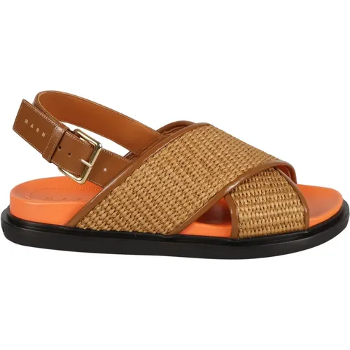 Women's Shoes Sandals Raw Siena Dust Apricot Ss24 , female, Sizes: 5 1/2 UK, 3 1/2 UK - Marni - Modalova