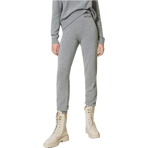 Graue Wollmischung Jogger Hose , Damen, Größe: S - Twinset - Modalova