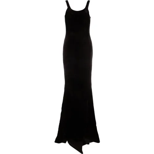 Schwarzes ärmelloses Abendkleid aus Samt - Saint Laurent - Modalova