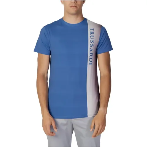 Blaues T-Shirt mit kurzen Ärmeln für Männer , Herren, Größe: XL - Trussardi - Modalova