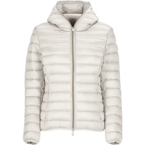 Gepolsterte Ivory Jacke mit Kapuze , Damen, Größe: M - Save The Duck - Modalova