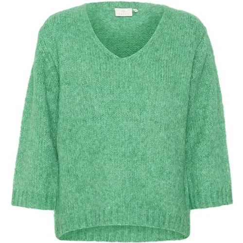 Grüner Melange V-Ausschnitt Pullover - Kaffe - Modalova