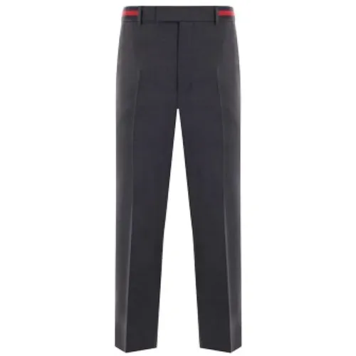 Grey Wool Blend Trousers with Web Detail , male, Sizes: XL - Gucci - Modalova