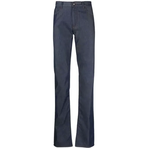 Navy Straight Cut Jeans , male, Sizes: 5XL - Canali - Modalova
