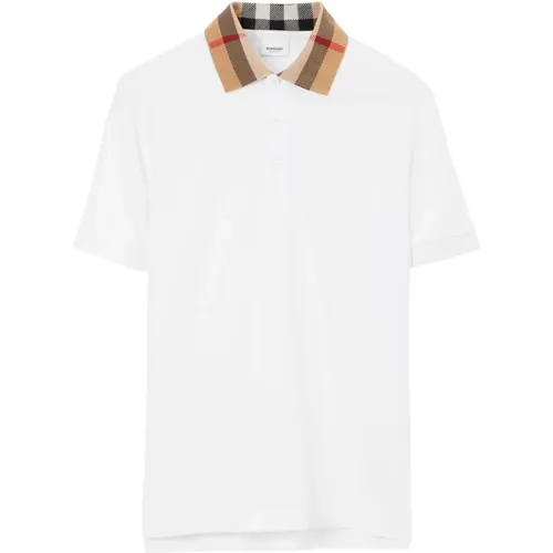 Weißes Vintage Check T-Shirt Polo , Herren, Größe: XL - Burberry - Modalova