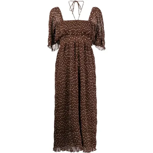Pleated Georgette Midi Dress , female, Sizes: M, L, XS - Ganni - Modalova