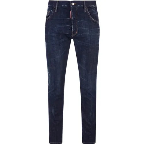 Blaue Straight-Leg Jeans mit Zerstörten Details , Herren, Größe: L - Dsquared2 - Modalova