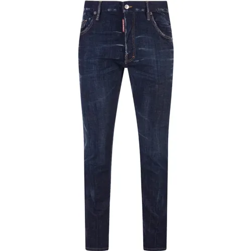 Blaue Straight-Leg Jeans mit Zerstörten Details , Herren, Größe: XL - Dsquared2 - Modalova