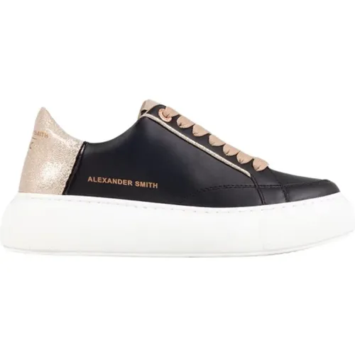 Umweltfreundliche Schwarz Gold Sneakers , Damen, Größe: 41 EU - Alexander Smith - Modalova