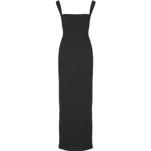 Schwarzes Kleid mit geradem Ausschnitt und Trägern , Damen, Größe: M - Solace London - Modalova