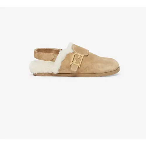 Braune Ledersandalen für Kinder - Fendi - Modalova