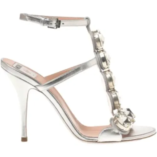 Silver Sandals , female, Sizes: 4 UK, 3 UK - Moschino - Modalova