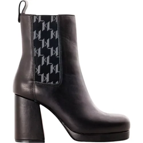 Chelsea-Boots mit Plateau und Monogramm-Print , Damen, Größe: 38 EU - Karl Lagerfeld - Modalova