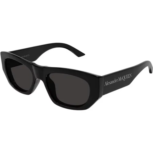 Schwarze Graue Sonnenbrille Am0450S Modell , unisex, Größe: 54 MM - alexander mcqueen - Modalova