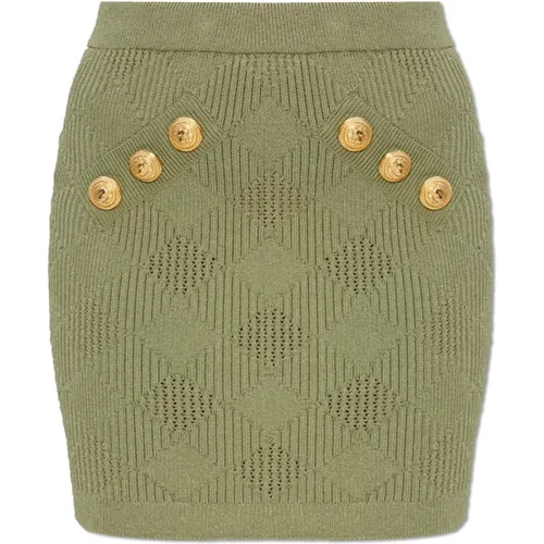 Skirt with decorative buttons , female, Sizes: XS, S - Balmain - Modalova