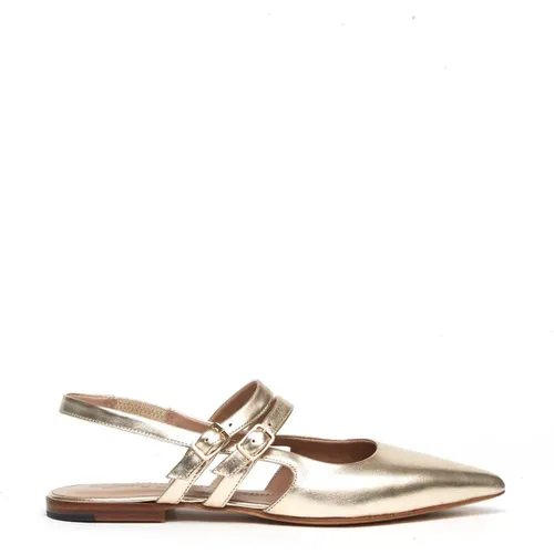 Gold Leather Slingback Sandals , female, Sizes: 5 UK, 4 UK, 3 UK, 6 UK - Pomme D'or - Modalova