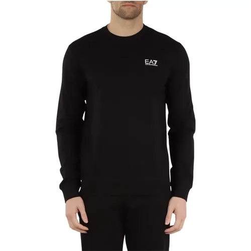 Baumwoll-Sweatshirt mit geprägtem Logo-Print , Herren, Größe: M - Emporio Armani EA7 - Modalova