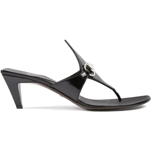 Leather Horsebit Thong Sandals , female, Sizes: 3 UK, 5 UK - Gucci - Modalova