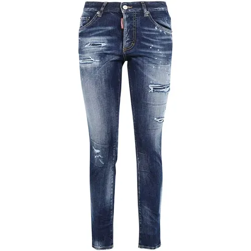 Paint Splatter Cropped Jeans , female, Sizes: S - Dsquared2 - Modalova