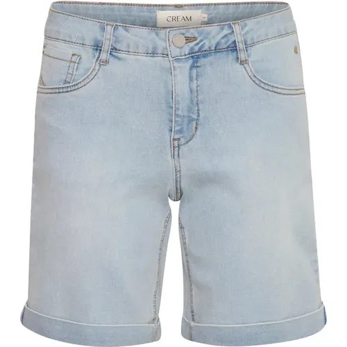 Denim Shorts - Crzelina Texsas , female, Sizes: W30 - Cream - Modalova