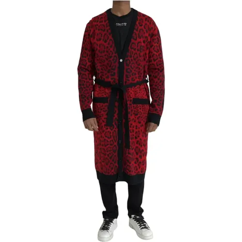 Roter Leoparden Cardigan Pullover - Dolce & Gabbana - Modalova