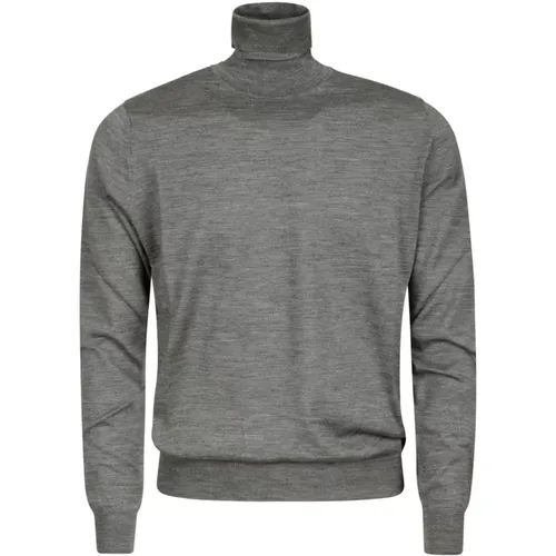 Grauer Merinowolle Turtleneck Pullover , Herren, Größe: 3XL - Hindustrie - Modalova