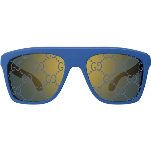 Quadratische Sonnenbrille Blau Verspiegelt Gold , Damen, Größe: 57 MM - Gucci - Modalova