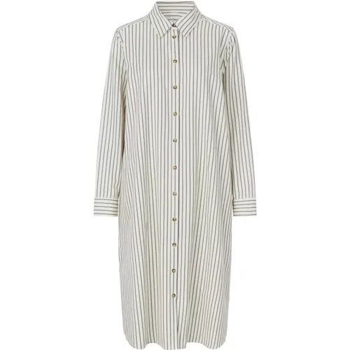 Striped Shirt Dress with Long Sleeves , female, Sizes: L - Lollys Laundry - Modalova