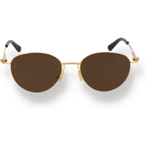 Goldene Runde/Ovale Sonnenbrille Bv1268S 002,Matte Sunglasses,Sonnenbrille Bv1268S - Bottega Veneta - Modalova