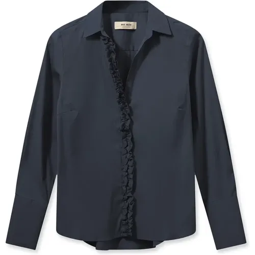 Satin Shirt with Flounce Details , female, Sizes: M, XL, XS, S, L - MOS MOSH - Modalova