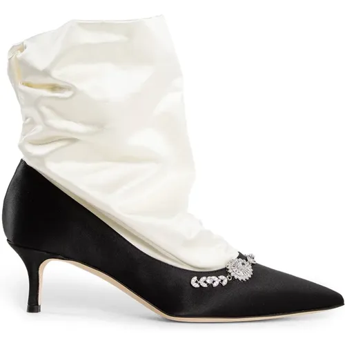 Satin Jewel Garland Kitten Heel , female, Sizes: 4 1/2 UK, 6 UK, 7 UK - Manolo Blahnik - Modalova