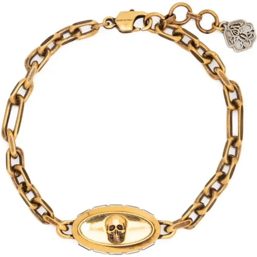 Golden Skull Chain-Link Bracelet , female, Sizes: ONE SIZE - alexander mcqueen - Modalova