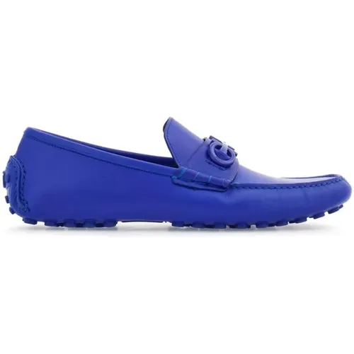 Royal Blauer Slip-On Schuh mit Gancini Plaque , Herren, Größe: 40 EU - Salvatore Ferragamo - Modalova