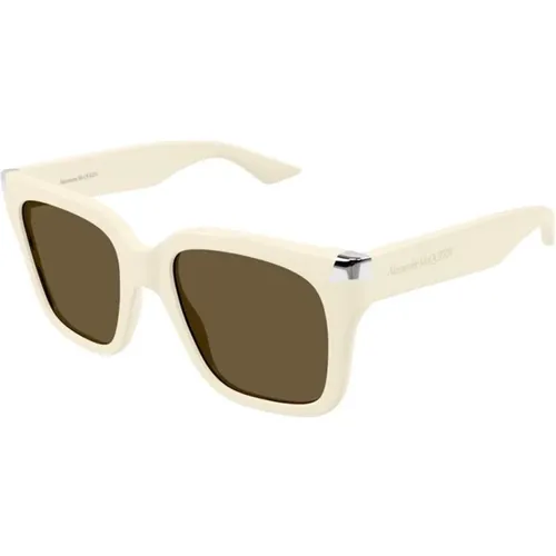 Ivory Brown Sunglasses Am0440S 004 , unisex, Sizes: 53 MM - alexander mcqueen - Modalova