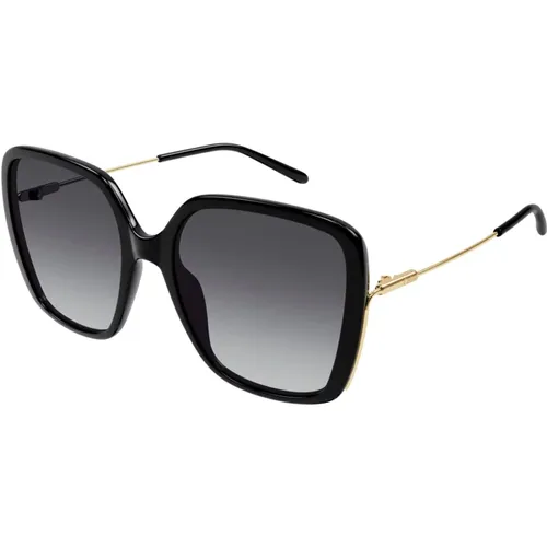 Schwarze Gold Graue Sonnenbrille , Damen, Größe: 57 MM - Chloé - Modalova