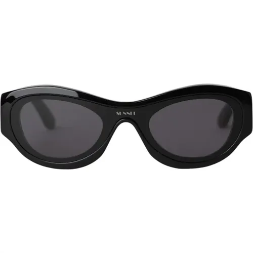 Schwarze Sonnenbrille mit runden Formen , Herren, Größe: ONE Size - Sunnei - Modalova