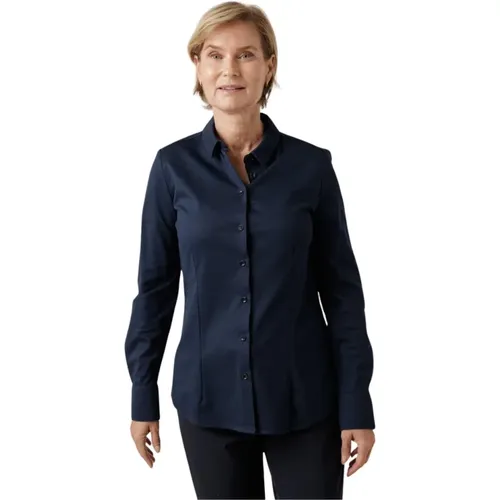 Navy Twill Blouse with Collar and Button Closure , female, Sizes: XL - Desoto - Modalova