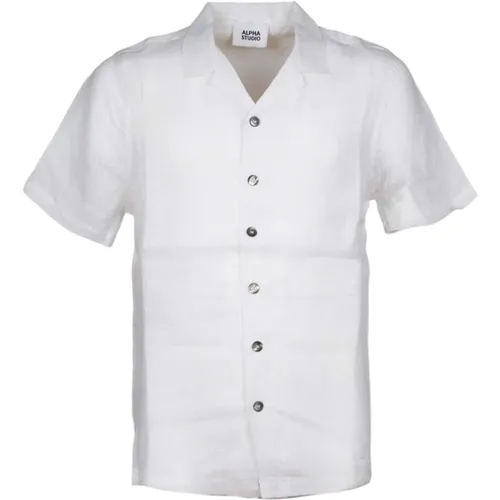 Linen Bowling Shirt , male, Sizes: M, L, 2XL, 3XL - Alpha Studio - Modalova