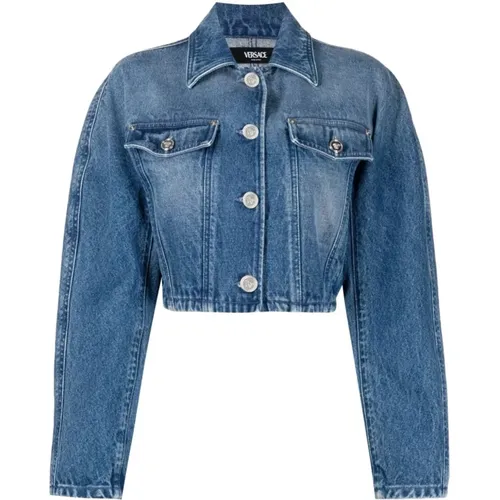 Cotton Jacket with Long Sleeves , female, Sizes: XS, 2XS, S - Versace - Modalova