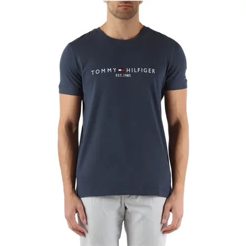 Slim Fit Baumwoll Logo T-shirt , Herren, Größe: L - Tommy Hilfiger - Modalova