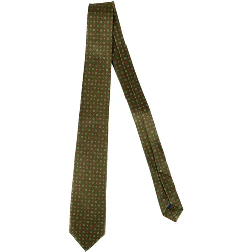 Patterned Green Silk Tie , male, Sizes: ONE SIZE - Errico Formicola - Modalova