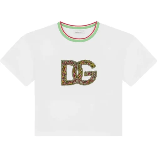 Kinder Weißes T-Shirt Regular Fit Baumwolle - Dolce & Gabbana - Modalova