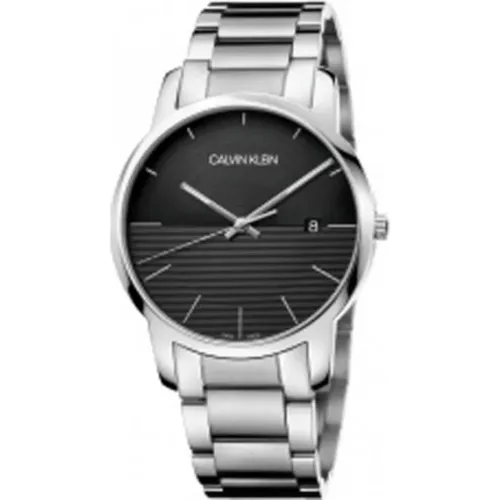 Elegant Quartz Watch with Black Dial and Silver Steel Strap , female, Sizes: ONE SIZE - Calvin Klein - Modalova