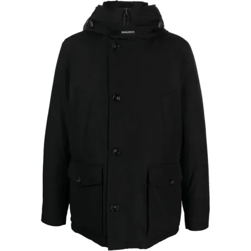 Coat with Hood and Polo Neck , male, Sizes: S, XS - Woolrich - Modalova