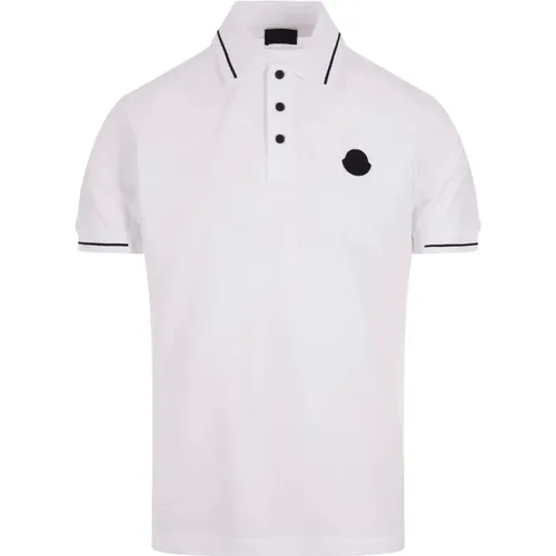 Weißes Polo-Shirt mit Logo-Patch , Herren, Größe: XL - Moncler - Modalova