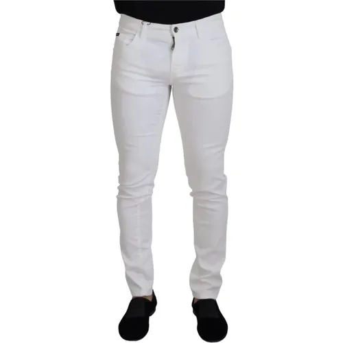 Weiße Stretch-Denim Skinny Jeans , Herren, Größe: S - Dolce & Gabbana - Modalova