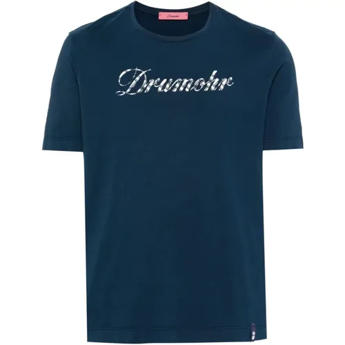 BLU Print T-Shirt,BIANCO Print T-Shirt - Drumohr - Modalova