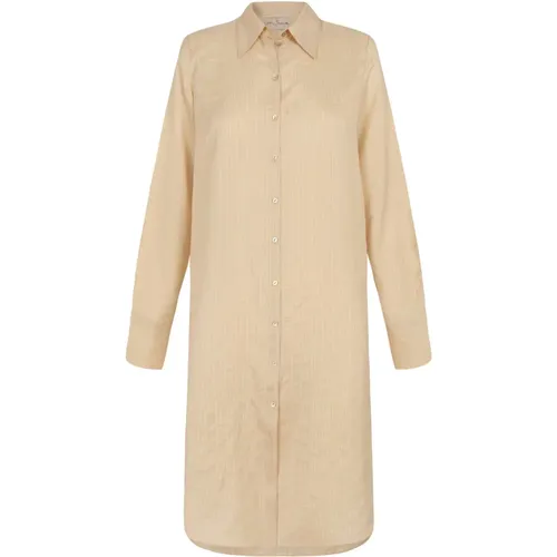 Kurt, long silk shirt in vanilla , female, Sizes: M, XS, XL, 2XL, L, S - Cortana - Modalova